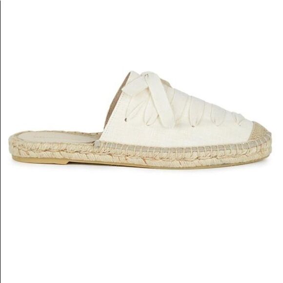 Saks Fifth Avenue Poker Herringbone Lace Up Mule - Picture 3 of 6